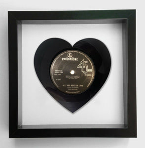 All You Need is Love - The Beatles - Heart Shaped Vinyl Record Art 1967