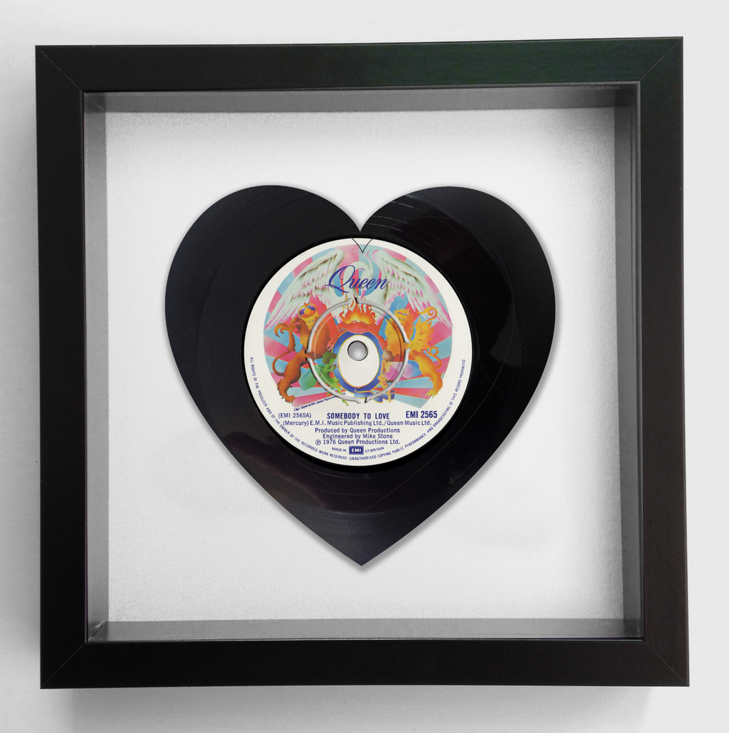 Queen 'Somebody to Love' Heart Shaped Vinyl Record Art 1976