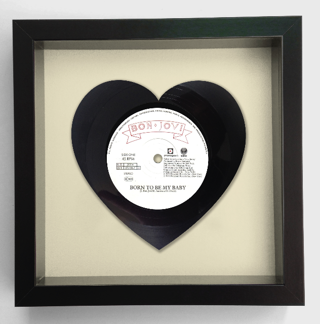 Bon Jovi - Born to be my Baby - Heart Shaped Vinyl Record Art 1988