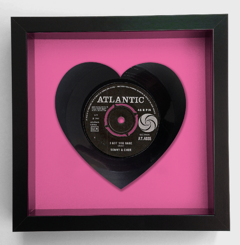 Sonny and Cher - I Got You Babe - Heart Vinyl Record Art 1965