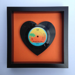 U2 'Two Hearts Beat As One' Heart Shaped Vinyl Record Art 1983